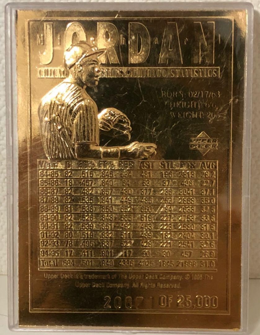Michael Jordan NBA Gold Card UPPER DECK 23 Karat Gold Mint