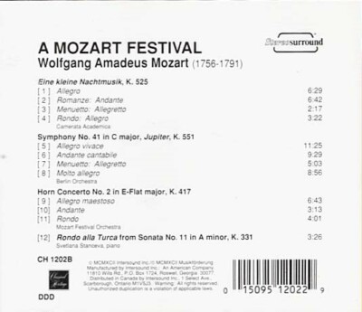 A Mozart Festival ~ Wolfgang Amadeus Mozart ~ Classical ~ CD