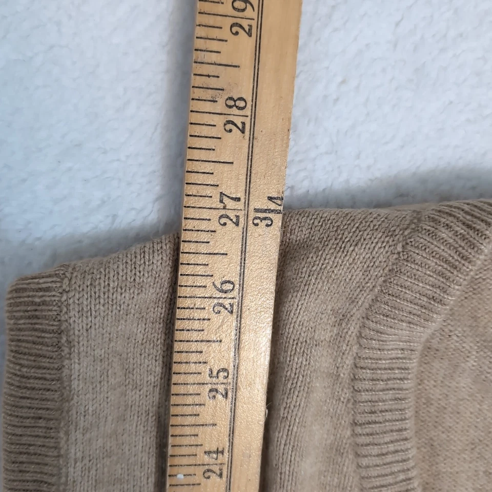 Chaleco para hombre Lands End bronceado liso 100 % cachemir cuello en V Foto 4 de 4