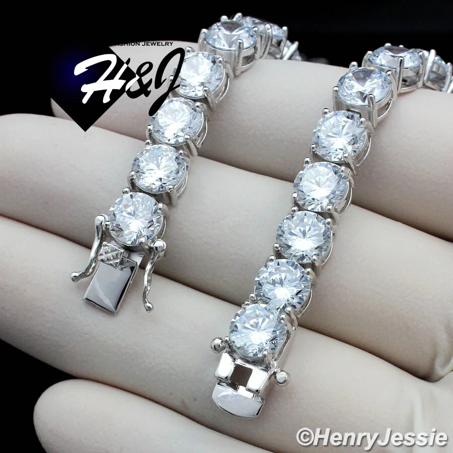 8.5 英寸男士 925 纯银 8 毫米 ICY CUBIC ZIRCONIA 1 ROW 网球手链 * 1 — 第 2/4 张图片