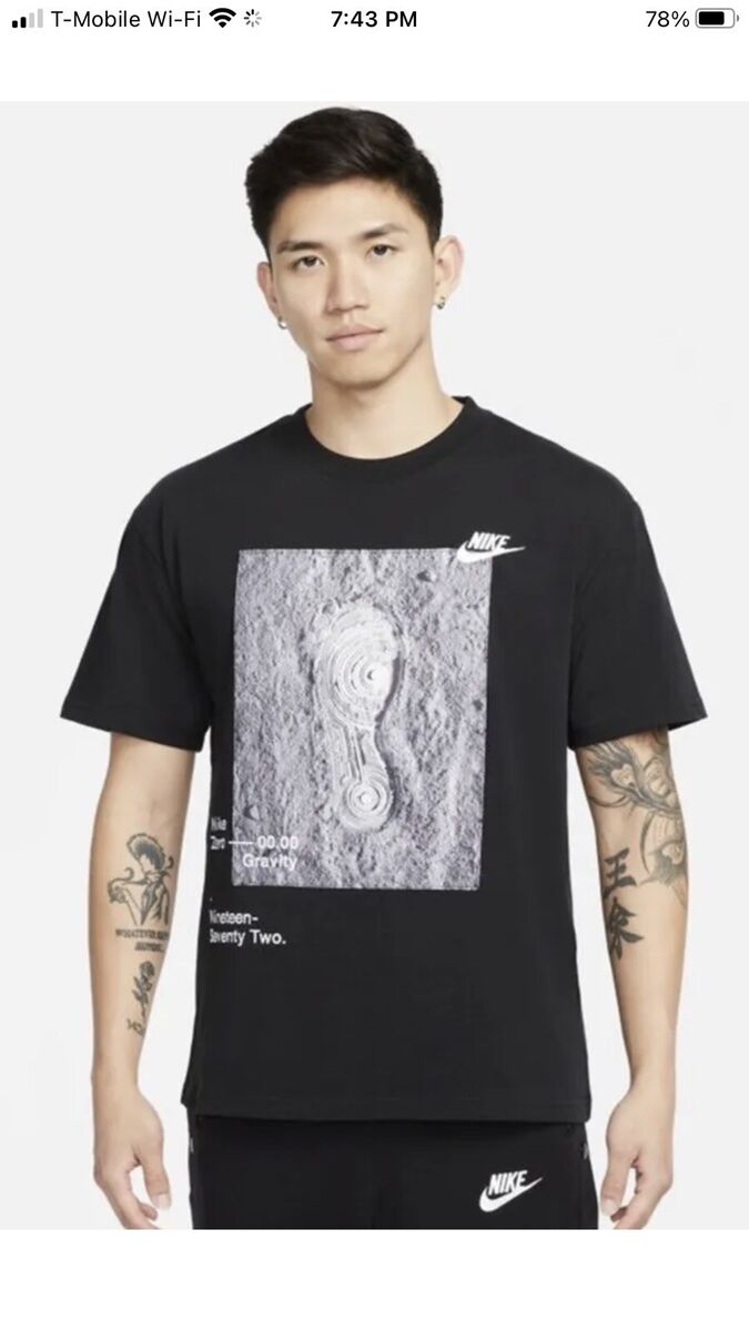 Nike Zero Gravity Air Force 1 Moon Footprint Black Shirt Nike Zero Gravity Air Force 1 Moon Footprint Black Shirt