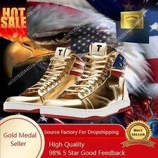 Donald T Gold Shoes Maga 2024 Never Surrender High Tops Sneakers Multiple Sizes