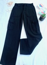 Black loost Fit Cargo Jeans with Utility Pockets