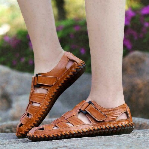 Zapatos de verano para hombre sandalias de cuero cortadas puntera corta sandalias deportivas 38-47 - Imagen 10 de 12