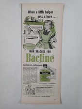 Mom Reaches BACTINE First Aid Burn Cream Green Slim Colorful Vtg Poster Print Ad