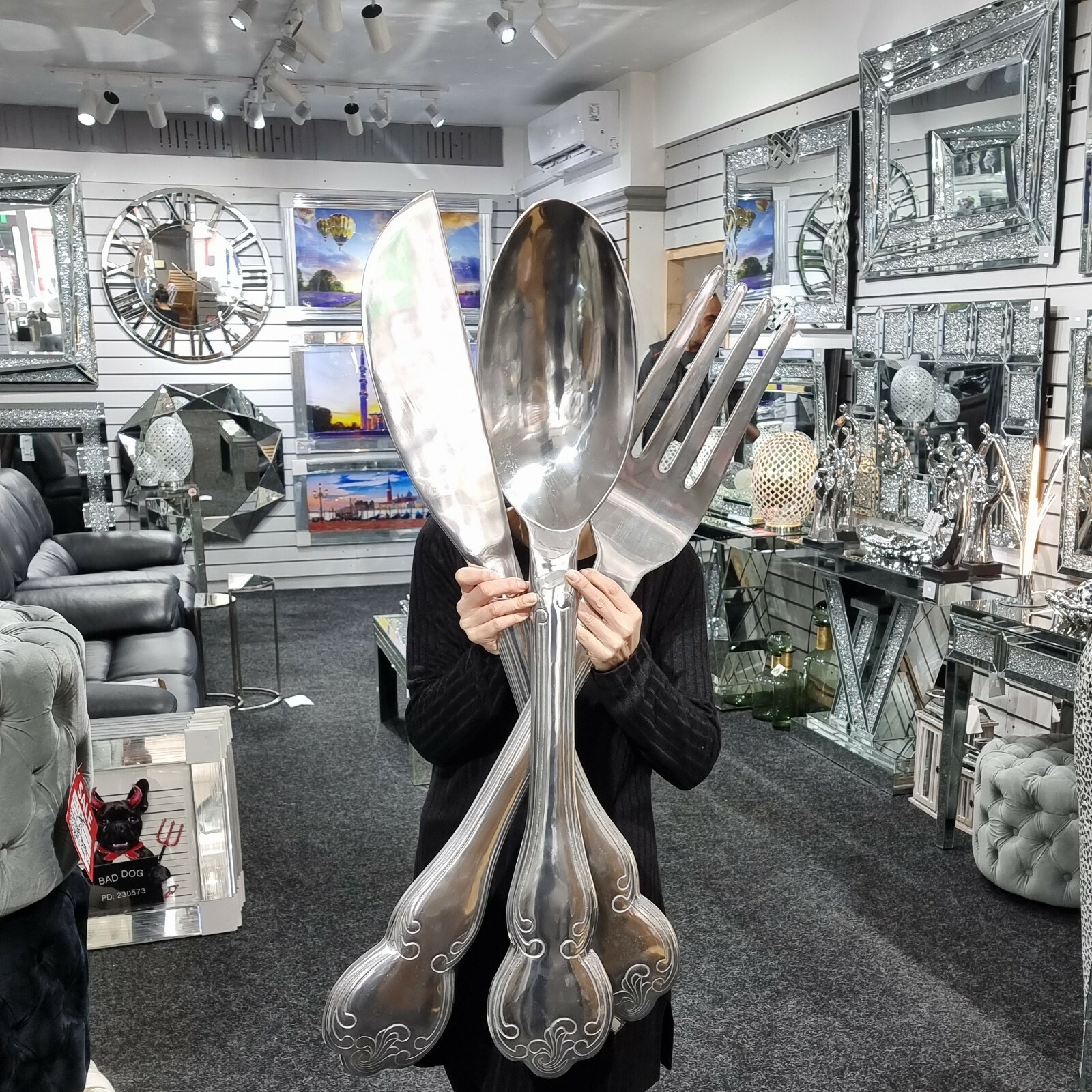 XXL Wall Hanging, Cutlery, Knife, Fork, Spoon Set, Wall Hanging, Wall