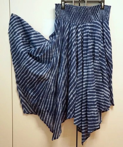 CHELSEA & THEODORE Peasant Flare Pleated Asymmetrical Hem Cotton Skirt New - Picture 30 of 32
