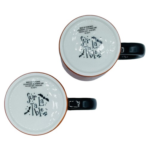 Sur La Table Haunted House Halloween Coffee Tea Mugs Cups Set Of 2 Orange Black - Foto 5 di 10