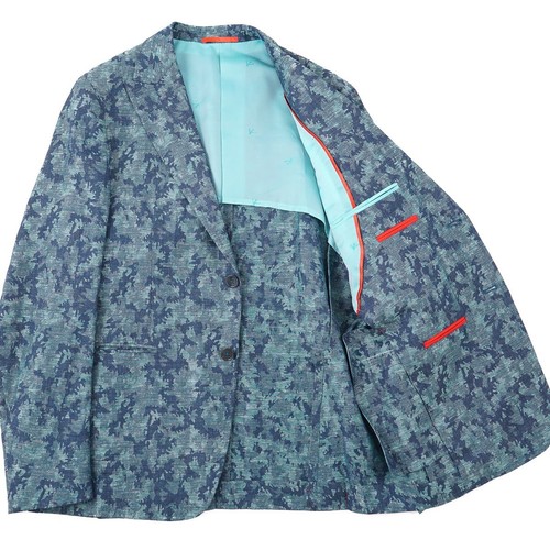 Isaia 'Capri' Blue-Green Floral Patterned Wool-Linen Sport Coat 40R (Eu 50) NWT - Picture 2 of 10