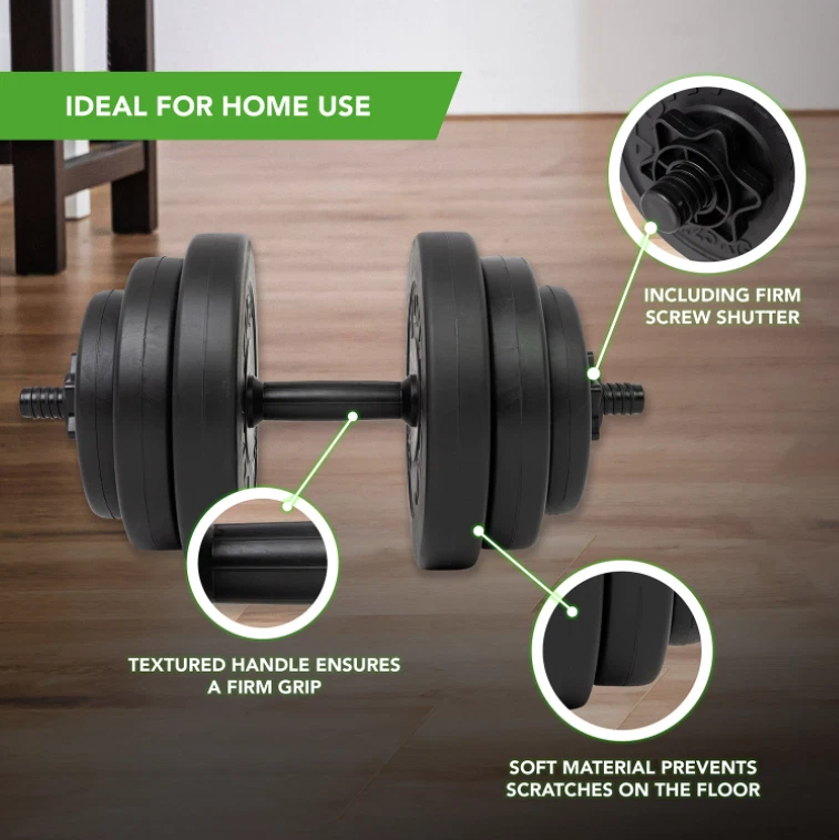 Adjustable dumbbell set - Two piece - 28kg total - Vinyl - Black - Image 2 of 4