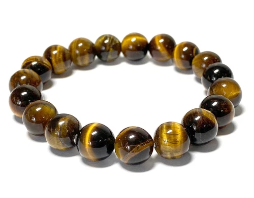 Tiger Eye Ball Shape Gemstone Bracelet Ø-10mm Natural Stone Healing Stone