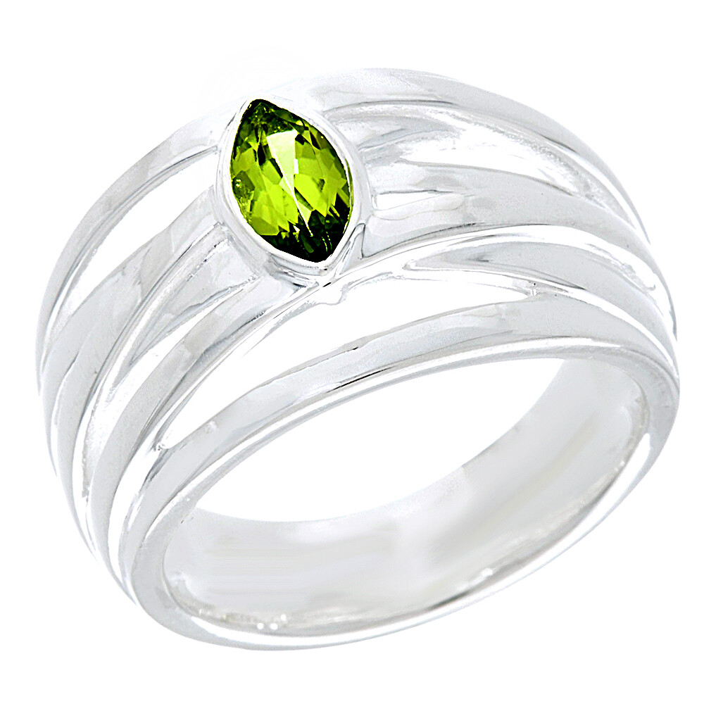0.50Ct Marquise Peridot 14K White Gold Plated Infinity Ring