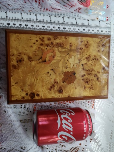 Italian Florentine Inlaid Wood Lacquer Music Trinket Jewellery Box marquetry - Afbeelding 7 van 7