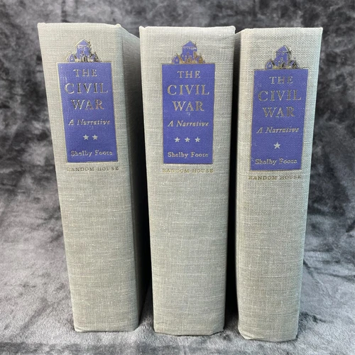 The Civil War a Narrative Shelby Foote 1958 Ninth Printing Random House HC 3 Vol