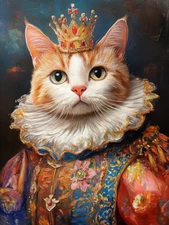 Custom Renaissance Royal Cat Printed On Canvas Pet Portrait From Photo