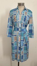 J. McLaughlin Brynn Shirt dress Paintbrush Plaid Lt Blue Size Medium NWT $238