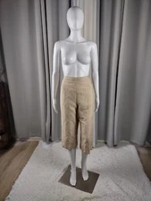 Rene Margo Women's Tan, Beige Fully Lined Side Zip Button Capri Pants Size Large