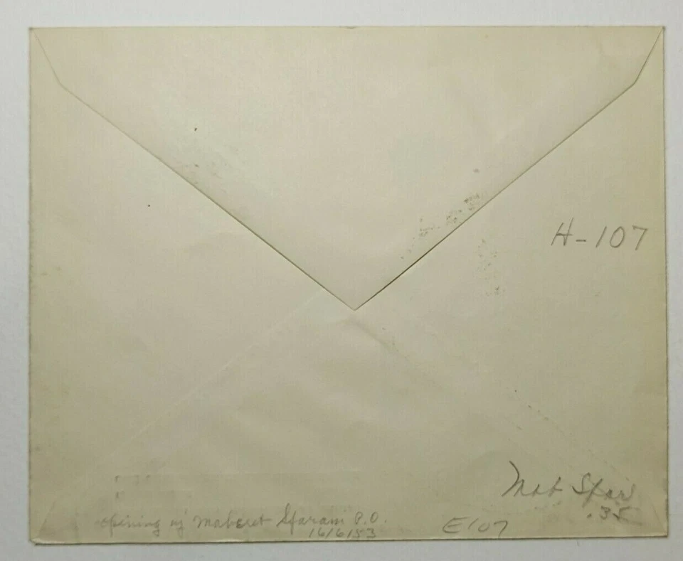 1953 Israel Apertura de la Oficina de Correos Maberet Sfaram Evento Cubierta SC#56 con pestañas Foto 2 de 2