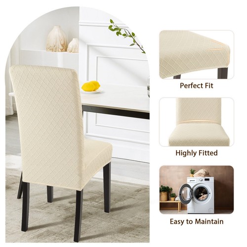 Esszimmer Stuhlhussen 6er Set, Stretch Jacquard Parsons Stuhlhussen... - Bild 5 von 8