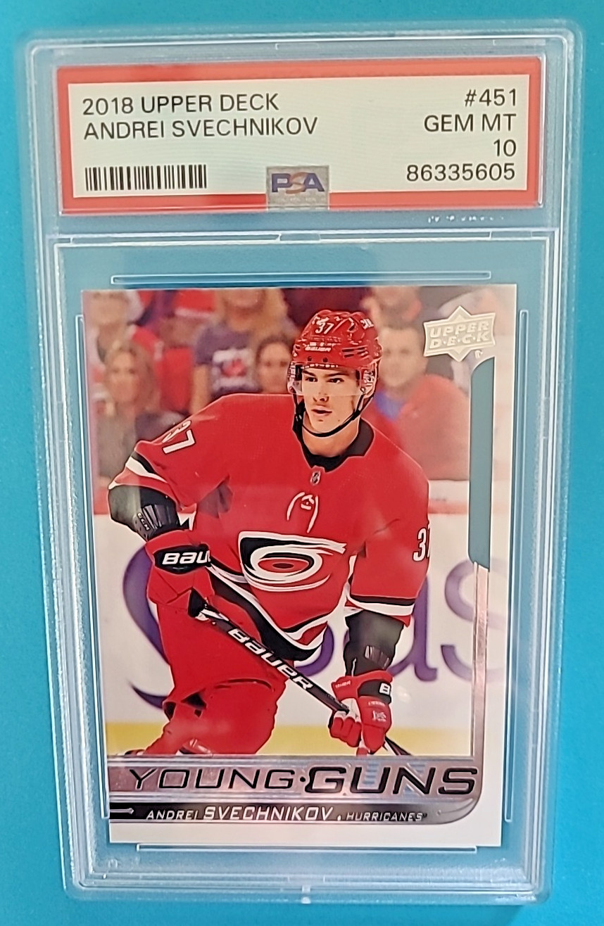 2018-19 Andrei Svechnikov Upper Deck Young Guns Rookie RC #451 PSA 10 GEM MINT
