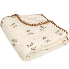 Baby Muslin Cotton Thick Blanket Dotted Backing Double Layer Soft Newborn Rec...