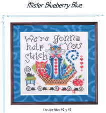 Tempting Tangles MISTER BLUEBERRY BLUE Cross Stitch Chart Only ~ cat / mouse
