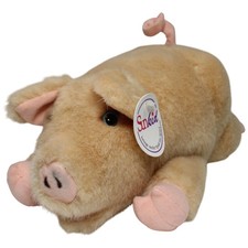 Vintage Sunkid Süßes beiges Schwein Kuscheltier 30cm Neu