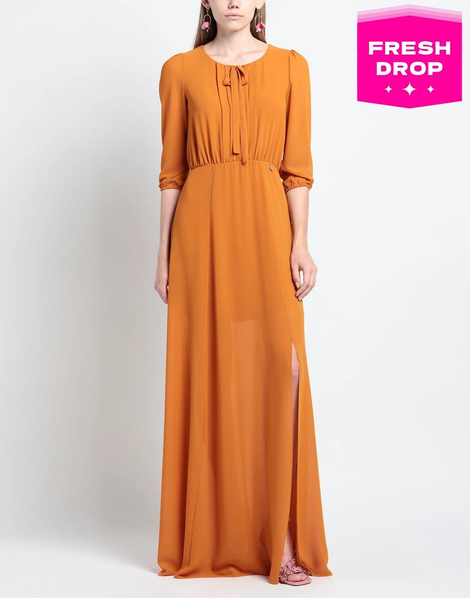 gold mini dress homecoming Patrizia Pepe Yellow Silk Long Sleeves Plunging Maxi Dress – Atlantic  Shopping Mall main image 0