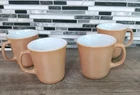 Pyrex Corning Ware Corelle Coffee Cup Mug Beige Tan Carmel Sand Vtg Qty 4