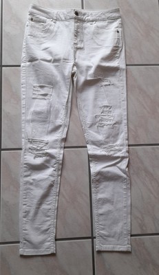 Miss Selfridge Damen distressed Jeans 32/32 weiß Gr. 42 ripped destroyed Hose