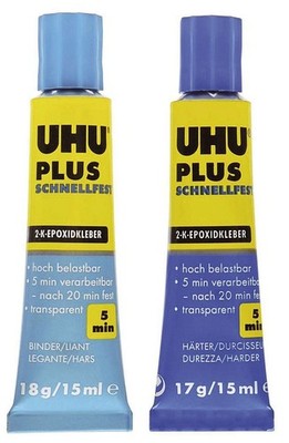 UHU  45700 PLUS SCHNELLFEST, 2-Komponenten-Epoxidharzkleber, ohne Lösungsmittel,