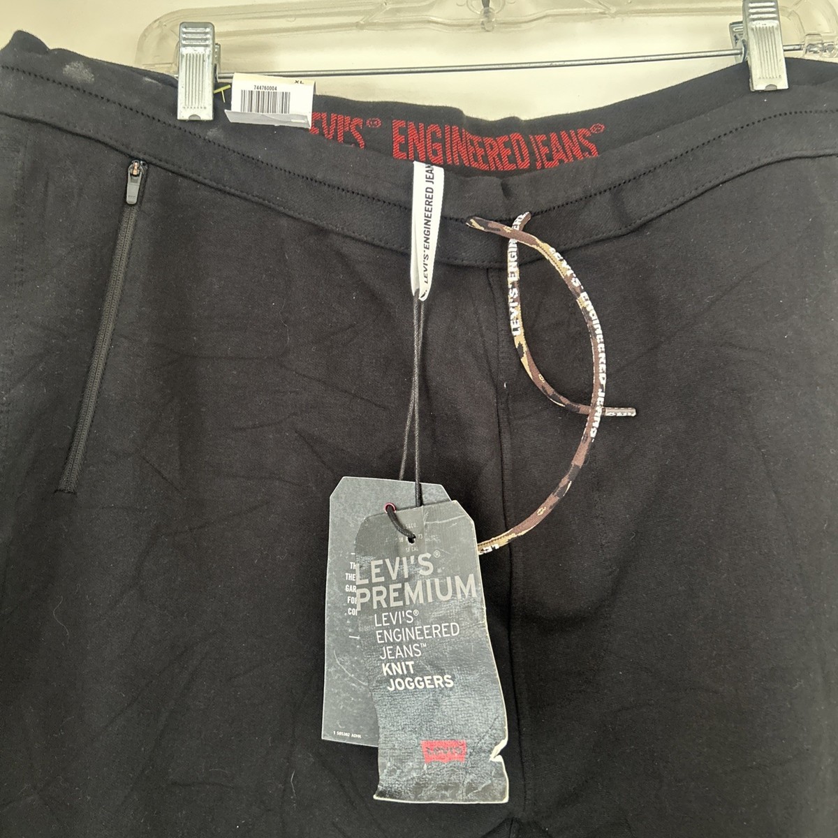 LEVIS ENGINEERED JEANS KNIT JOGGERS RED LABEL LOGO PANTS BLACK XL