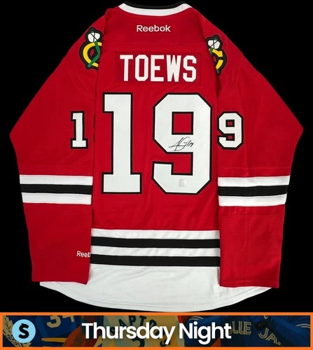 JONATHAN TOEWS SIGNED AUTO REEBOK HOCKEY JERSEY BLACKHAWKS FRAMEWORTH COA