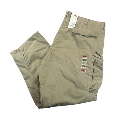 NEW Levi Mens Cargo Pants 48x30 Khaki Big & Tall Loose Fit Straight Leg Cotton