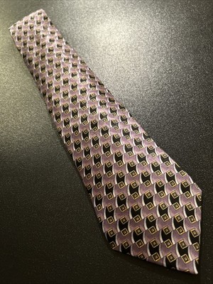 EUC Lanvin Paris Jacquard Silk Geometric Tie Made In France 58 X 3.75