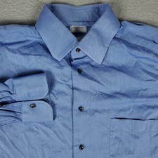 Ermenegildo Zegna Size 16.5 42 Blue Dress Button Up Long Sleeve 