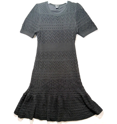 Rachel Zoe Black Crochet Midi Dress Short Sleeves Womens XL Boho Whimsigoth
