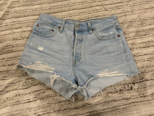 Levi  s Women  s High Rise Light Wash Denim Cutoff Shorts Size 29 501