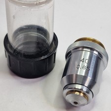 Lomo 40x 0.65 Vintage USSR Spring Tip Microscope Objective With Canister, VGC