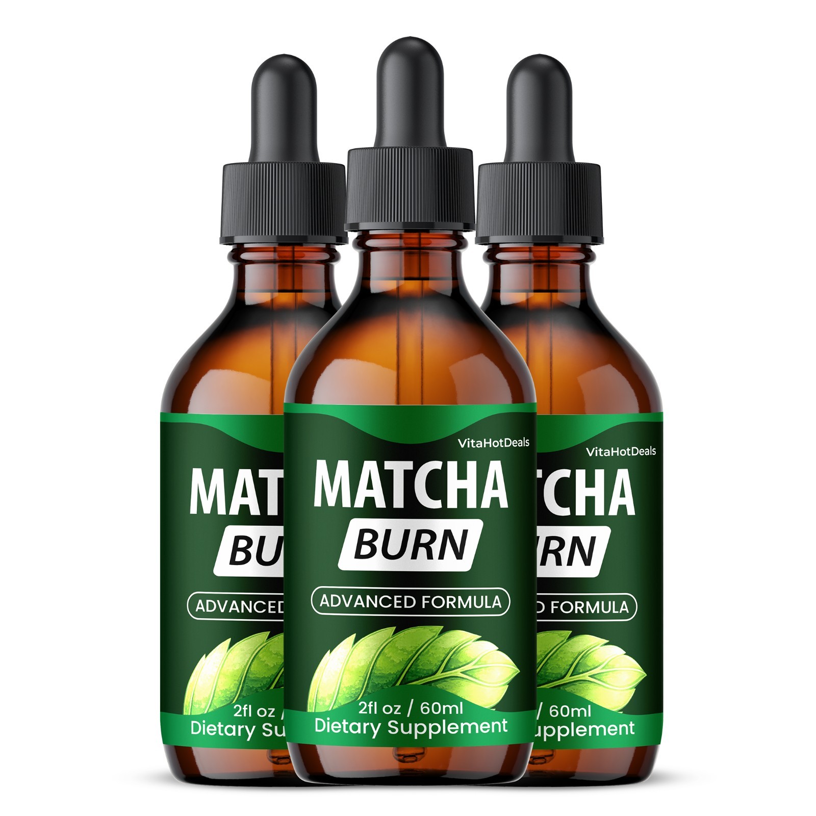 Matcha Burn Drops, Max Strength,  MatchaBurn Liquid Supplement (3 Pack)
