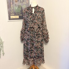 Next Floral Ruffle Sleeve Midi Dress - Size 12 - Excellent Condition