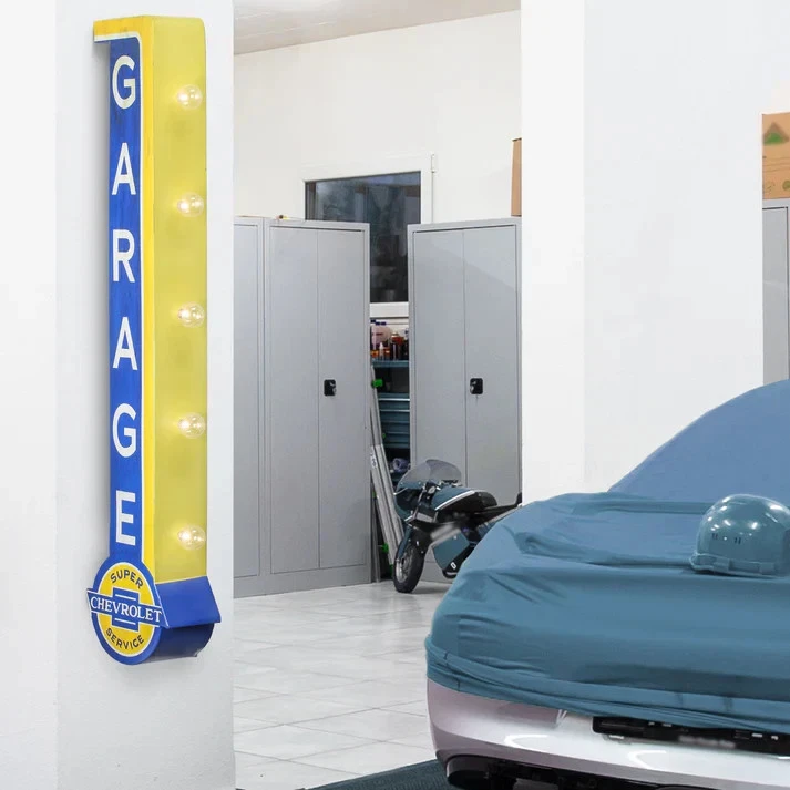 Letrero LED Chevrolet Garaje 40" Doble Cara Vintage Decoración Pared Hombre Cueva Bar Luz Foto 2 de 4