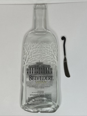 Belvedere Vodka Bottle Melted Glass Cheese Platter Garnish Charcuterie Board