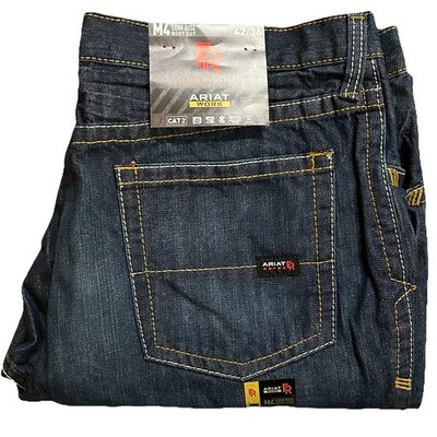ARIAT FR M4 Bootcut Work Jeans Mens 42 X 36 Dark Blue Cat 2 Flame Resistant