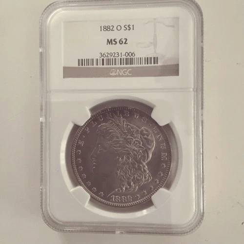 1882-O Morgan Silver Dollar MS62 NGC Uncirculated New Orleans Mint 0.9 Fine
