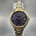 Seiko Watch Women 25mm Purple Dial Two Tone Date Round 7n82-0DR0 New Battery