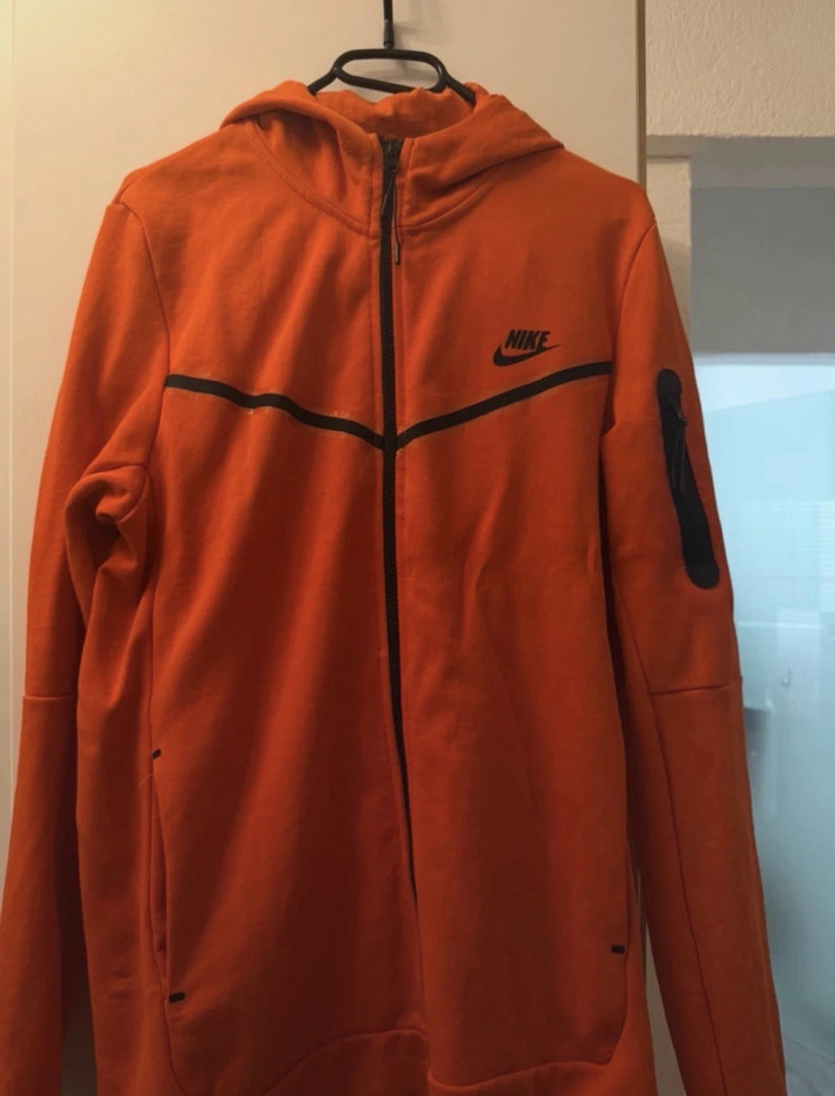 Nike Herren Trainingsanzug 2-teilig L Orange/Schwarz Kapuze Fleece