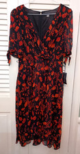 Tommy Hilfiger Women's Dress - Size 8 - Orange Poppies on Black Background - NWT