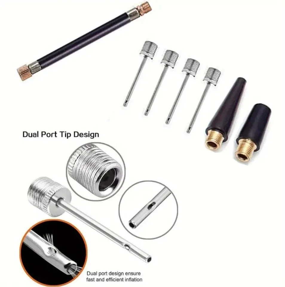 Kit de bomba de aire portátil con aguja, boquilla, manguera de extensión para fútbol baloncesto Foto 4 de 4