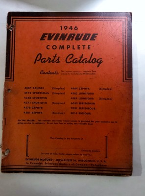Vintage 1946 Evinrude Outboard Motors Complete Parts Catalog
